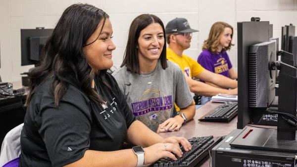 Student on computer